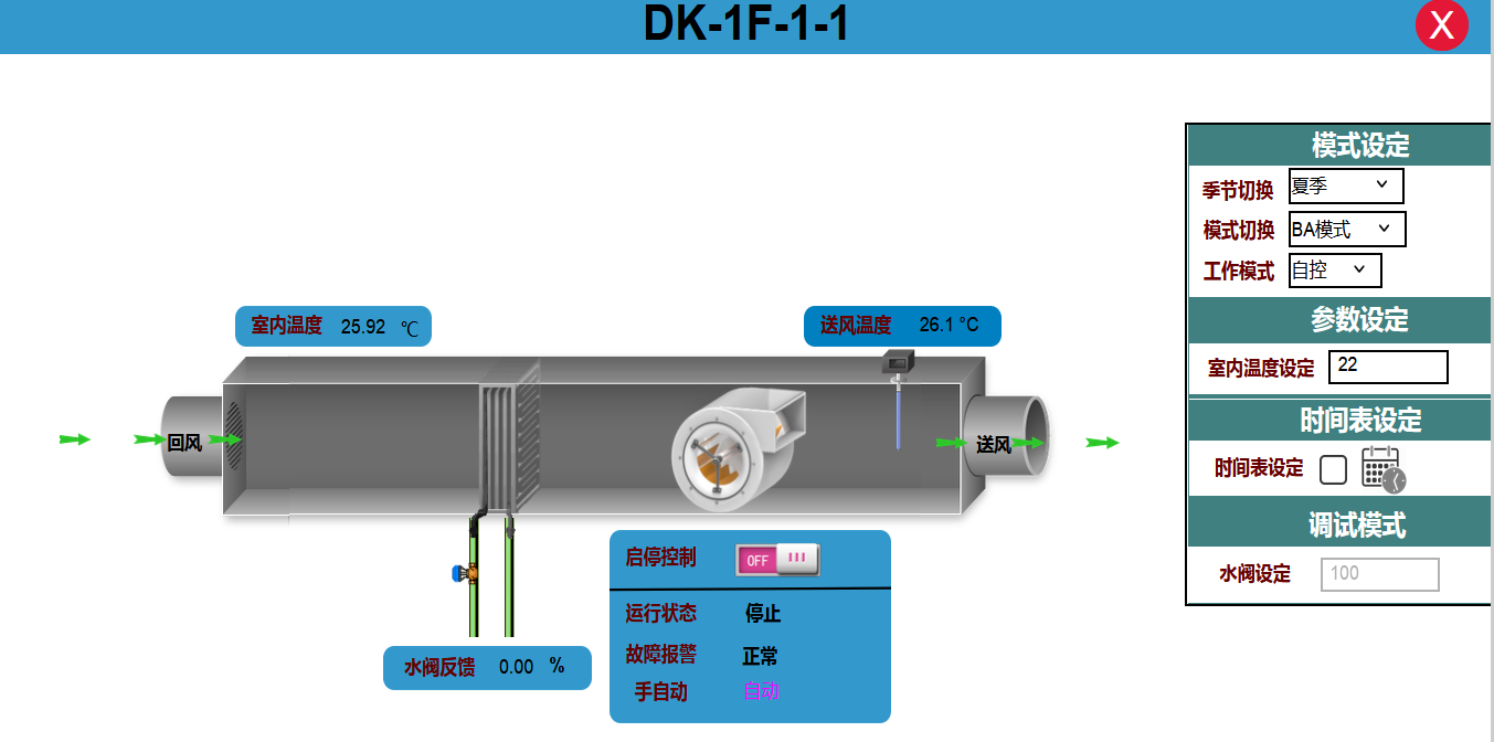 Ceiling-Mounted Air Handling Unit BAS Monitoring Points and Control Logic